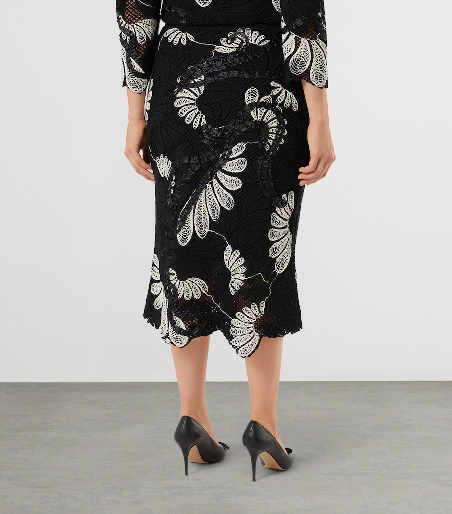 Marina Rinaldi Womens Cotton-Blend Lace Midi Skirt Ivory Image 4