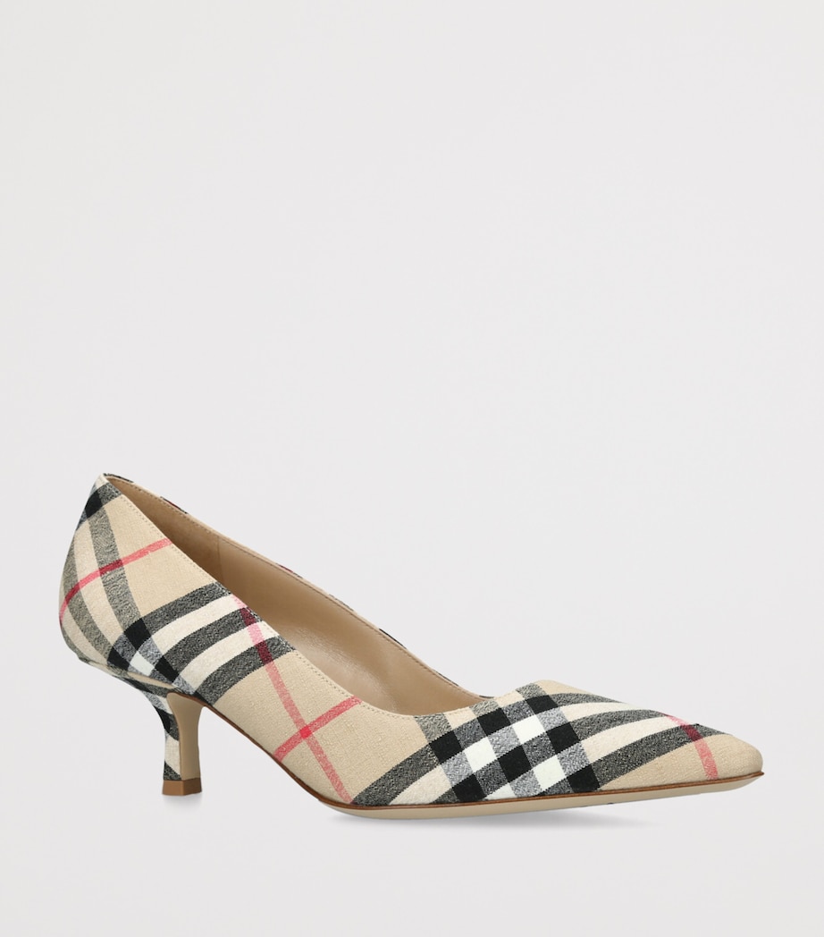 Linen Check Dame Pumps 55 BEIGE COMB Image 3
