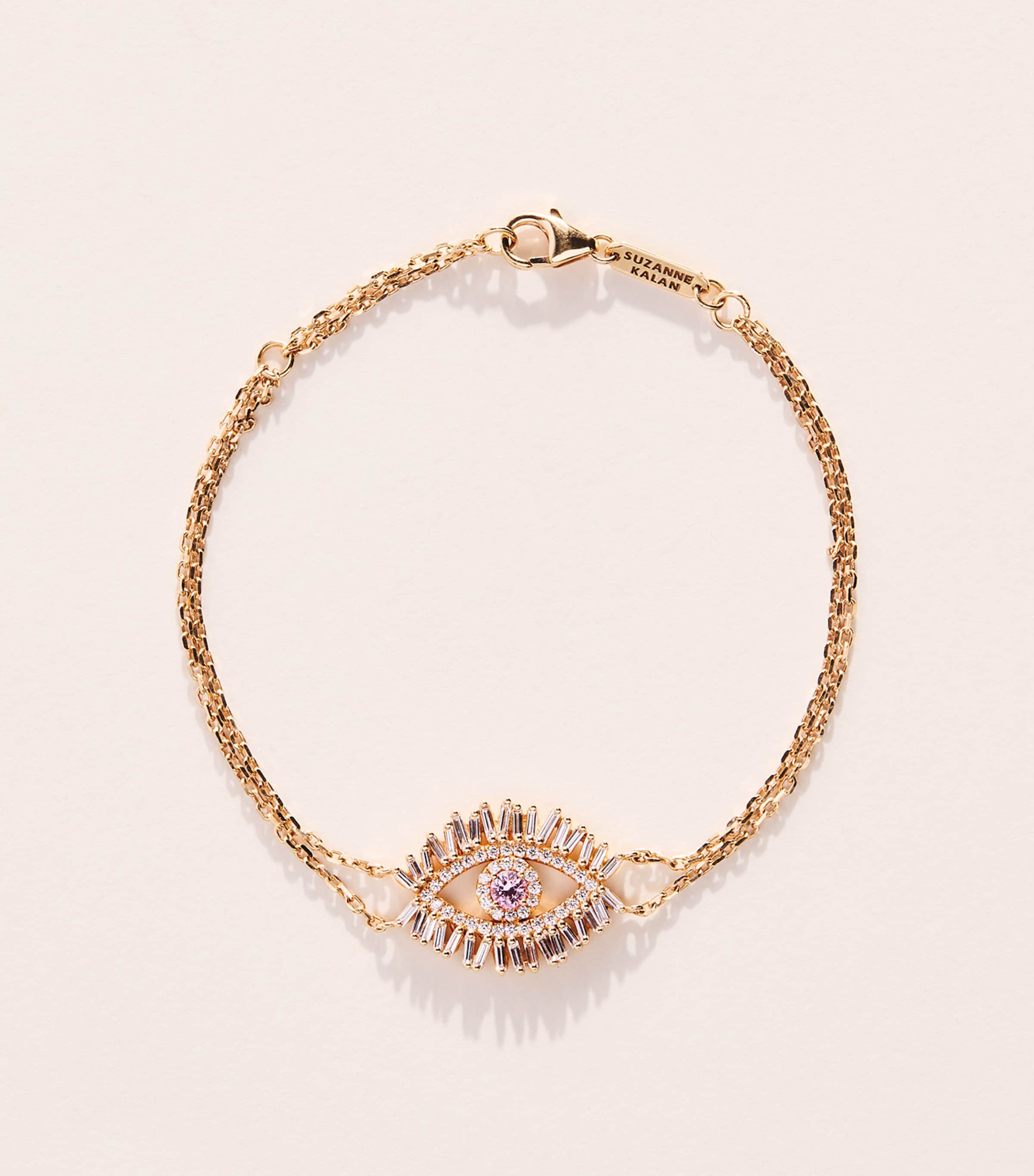 Suzanne Kalan Rose Gold, Diamond and Pink Sapphire Evil Eye Chain Bracelet Rg/p Image 1