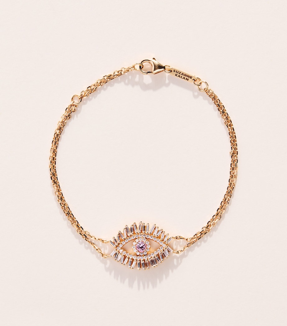 Suzanne Kalan Rose Gold, Diamond and Pink Sapphire Evil Eye Chain Bracelet Rg/p Image 1