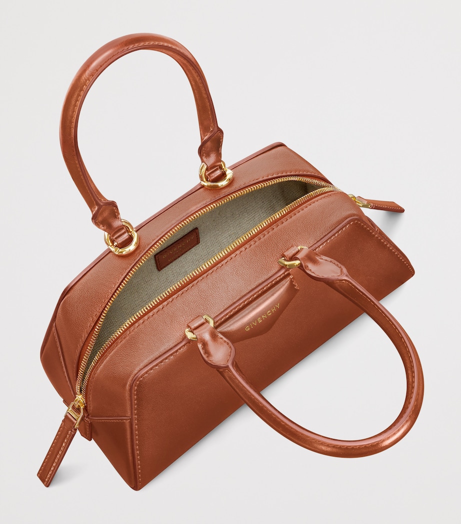 Mini Leather Antigona East-West Top-Handle Bag CARAMEL BROWN Image 5