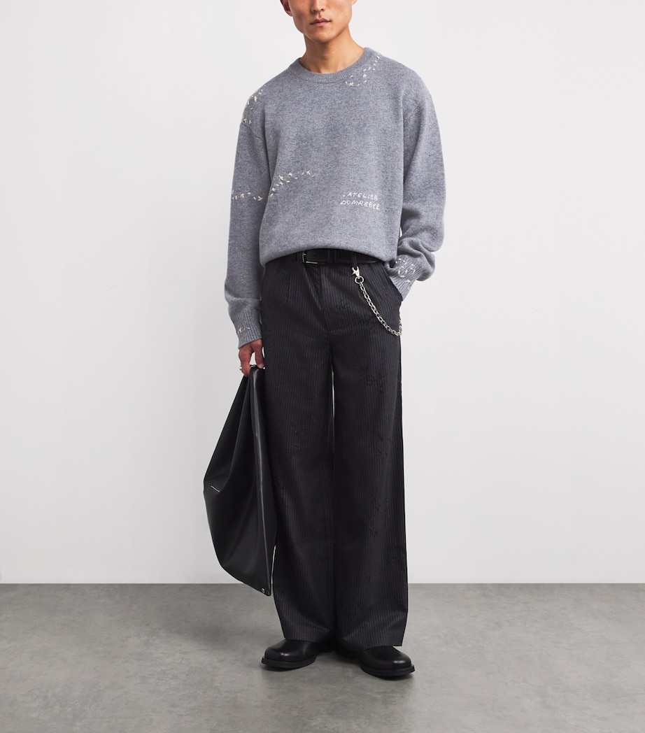 Wool Exposed Stitching Sweatshirt GREY Image 2