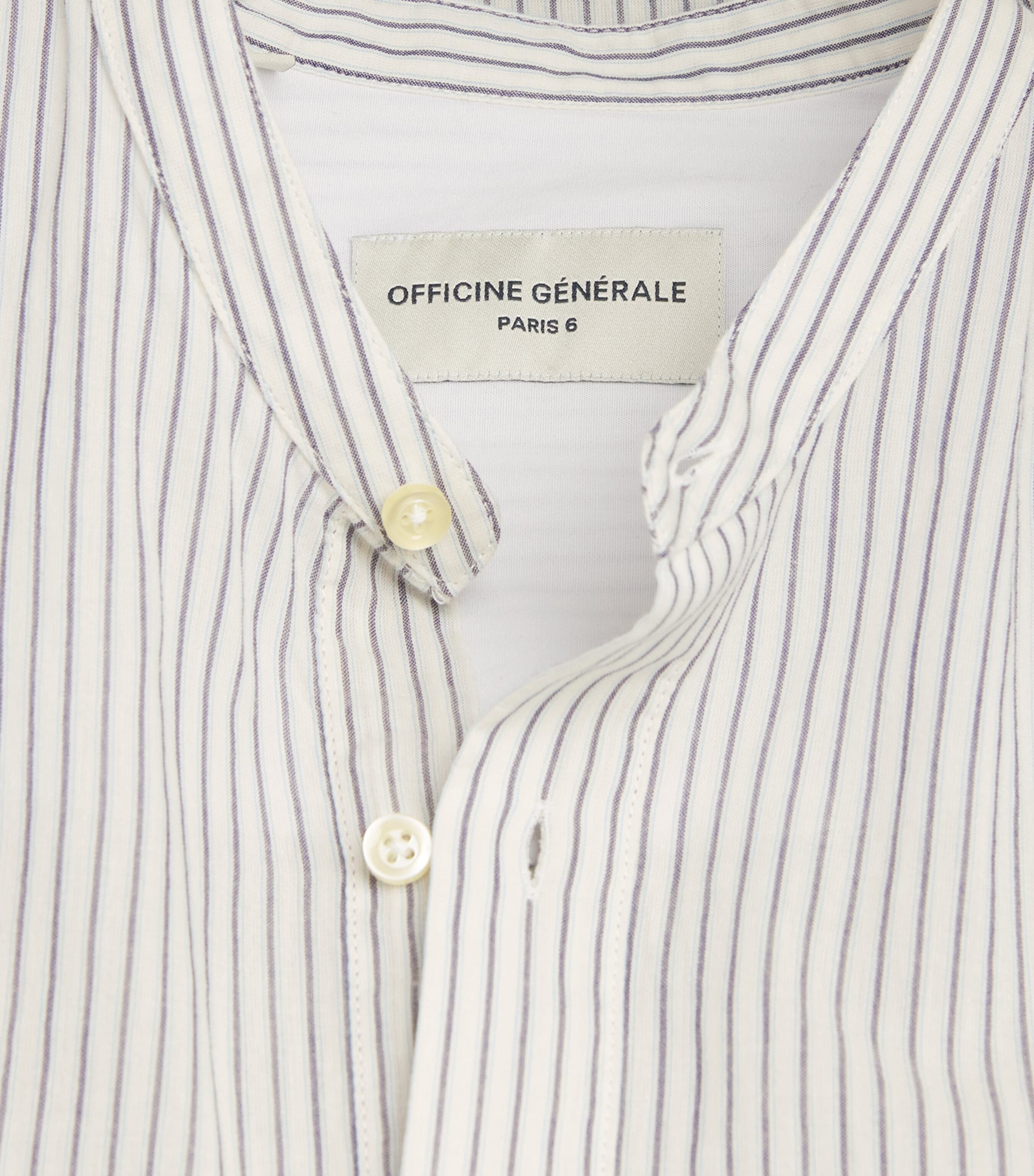 Cotton Stripe Shirt WHITE/GREY Image 5