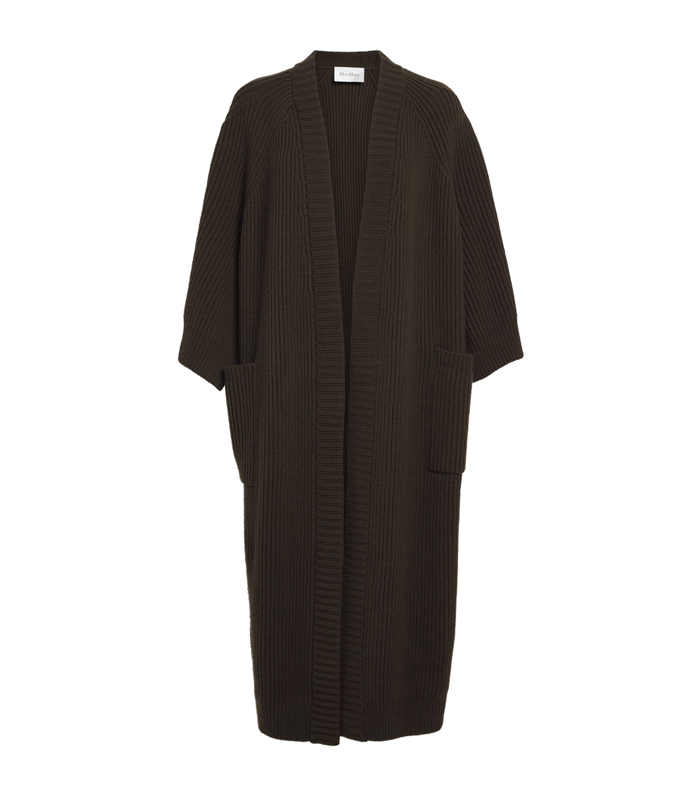 Max Mara Wool-cashmere Long Cardigan In Black