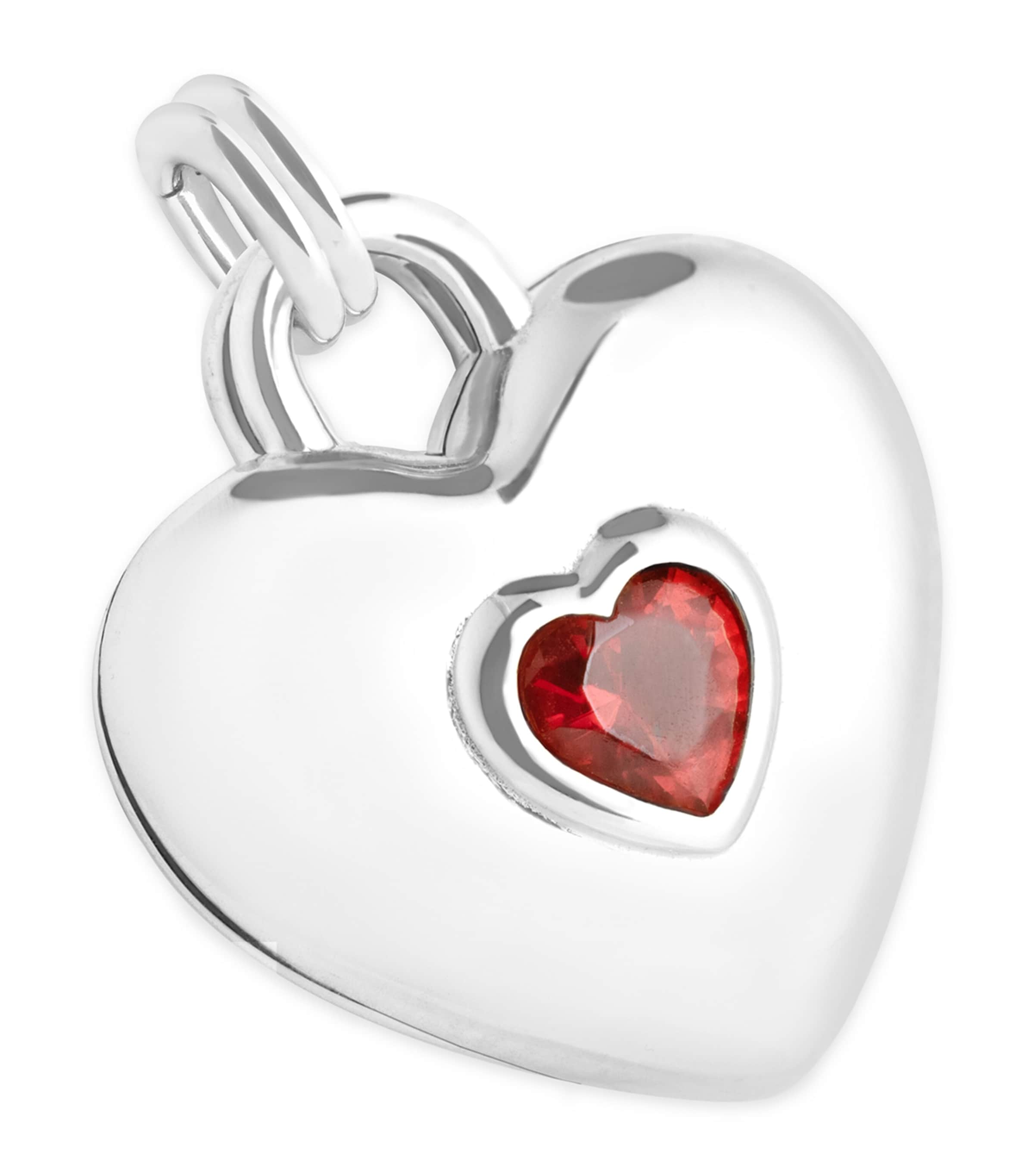 Astrid & Miyu Rhodium-plated Silver Double Heart Charm In Silver