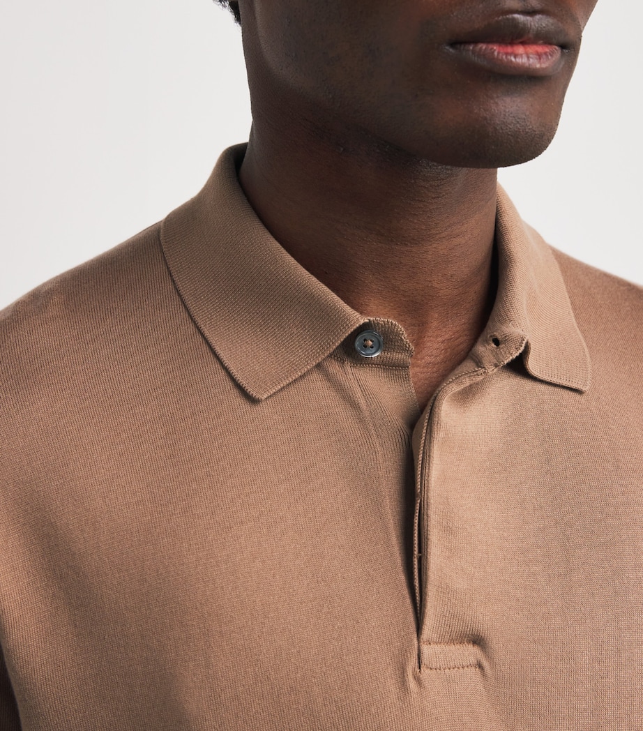 Cotton Polo-Collar Sweater BROWN Image 6