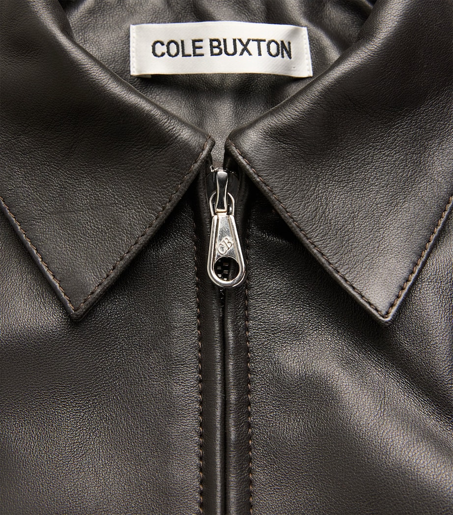 Cole Buxton Mens Leather Bomber Jacket Dark Brown Image 6