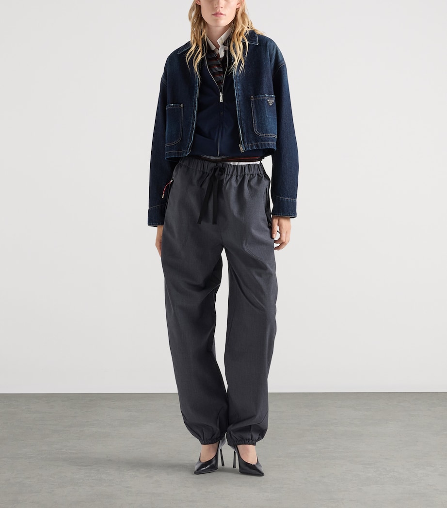 Prada Womens Cropped Denim Jacket Blue Image 2