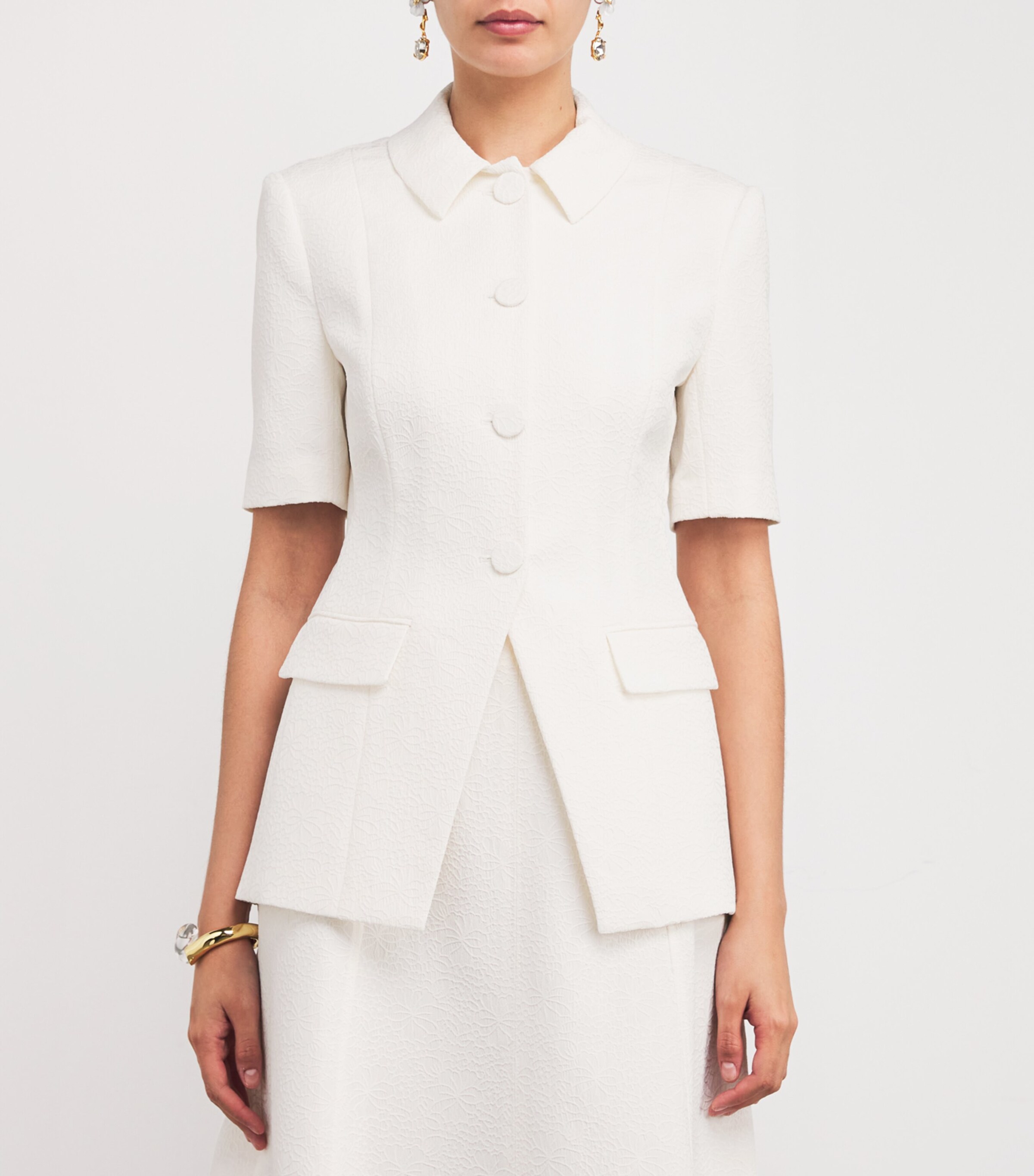 Floral Jacquard Bodie Dickey Jacket W0097 DOVE Image 3