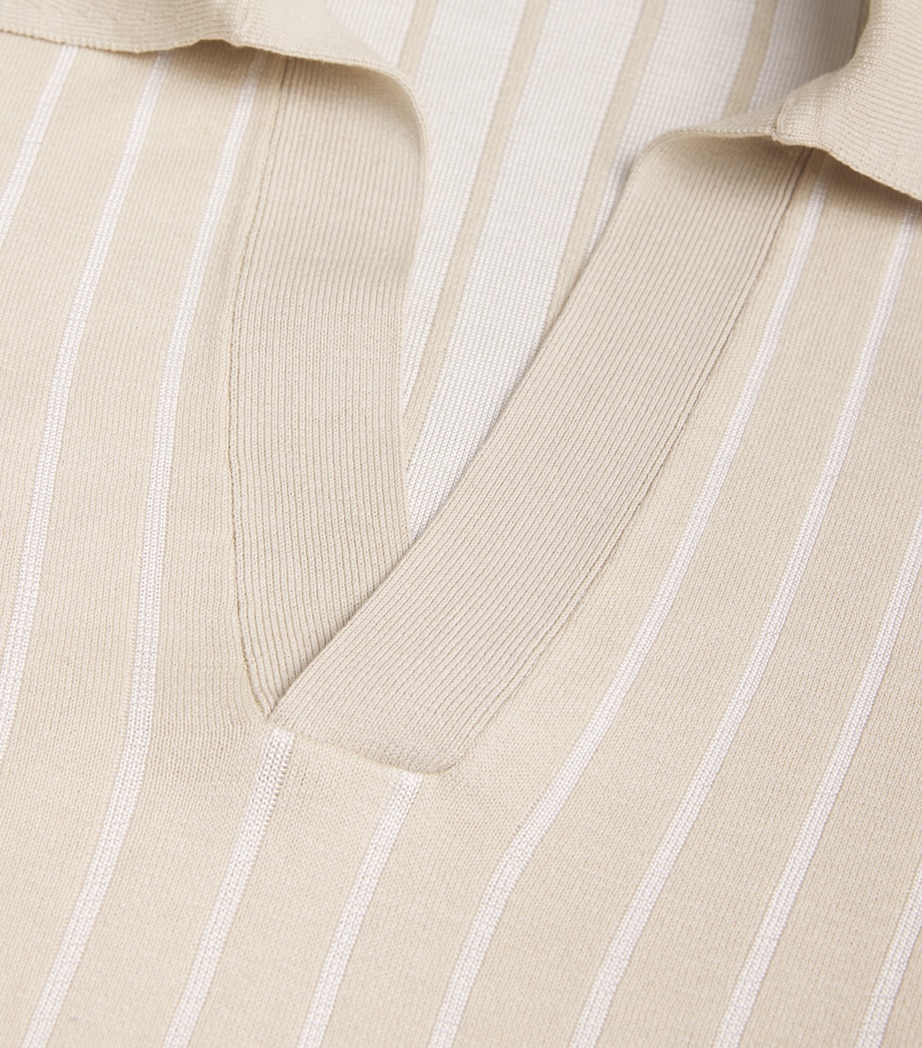 Silk-Cotton-Blend Geometric Jacquard Polo Shirt AFFOGATO/IVORY Image 5