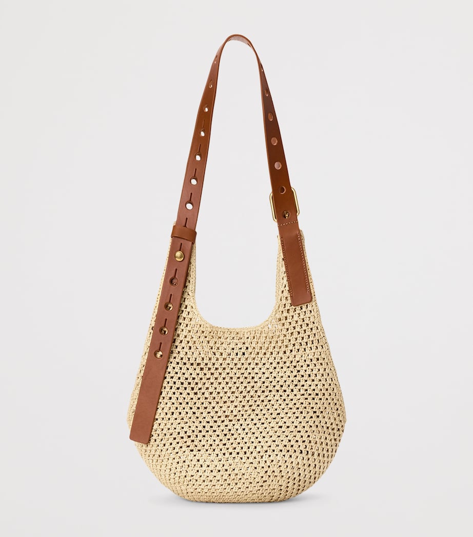 LOEWE x Paula's Ibiza Small Raffia-Leather Tote Bag Natural/tan Image 3