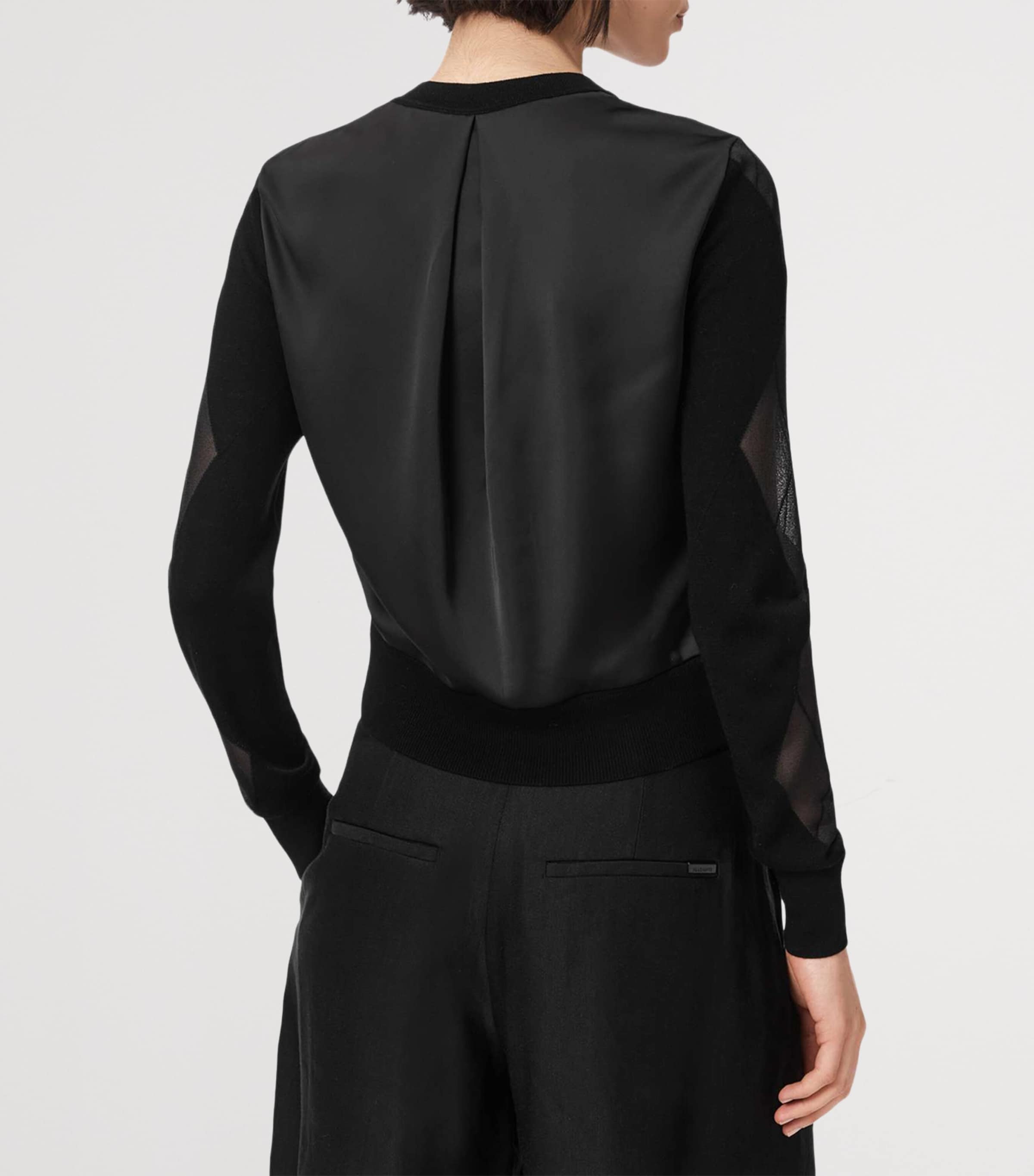AllSaints Womens Wool-Blend Argyle Bern Cardigan Black Image 4