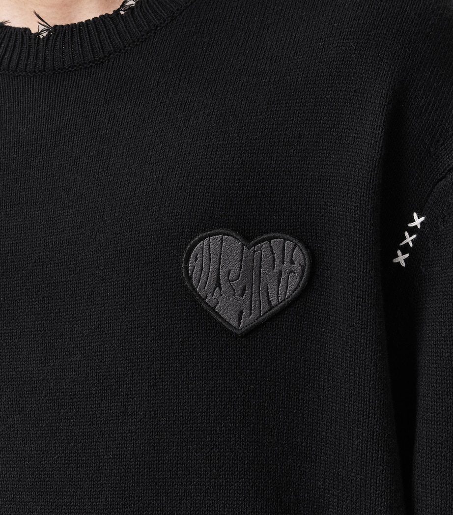 Cotton Distressed Theo Sweater BLACK Image 8