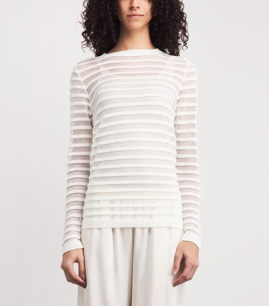 Fabiana Filippi Womens Cotton-Blend Stripe Sweater Bianco Image 4