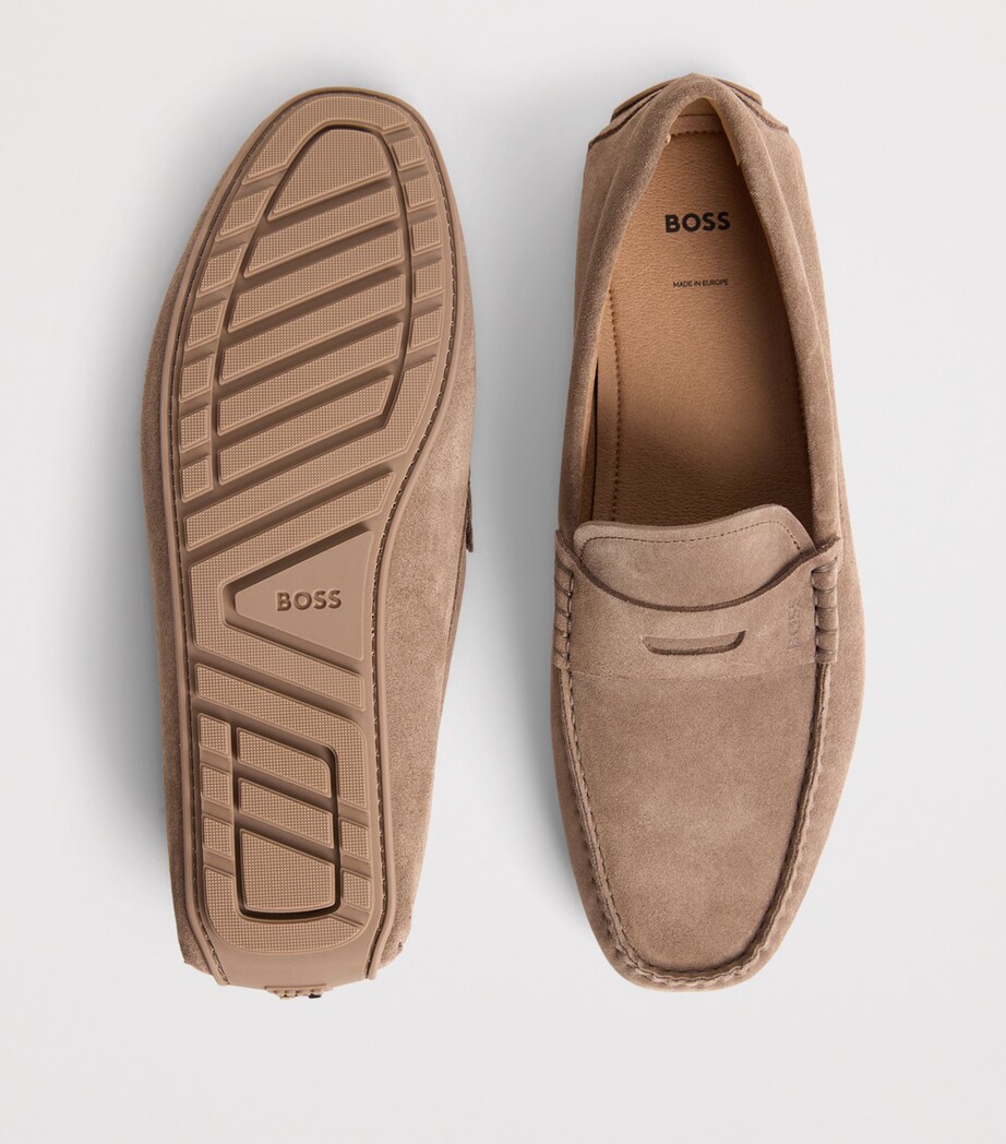 BOSS Suede Noel Driving Shoes Medium Beige Image 7