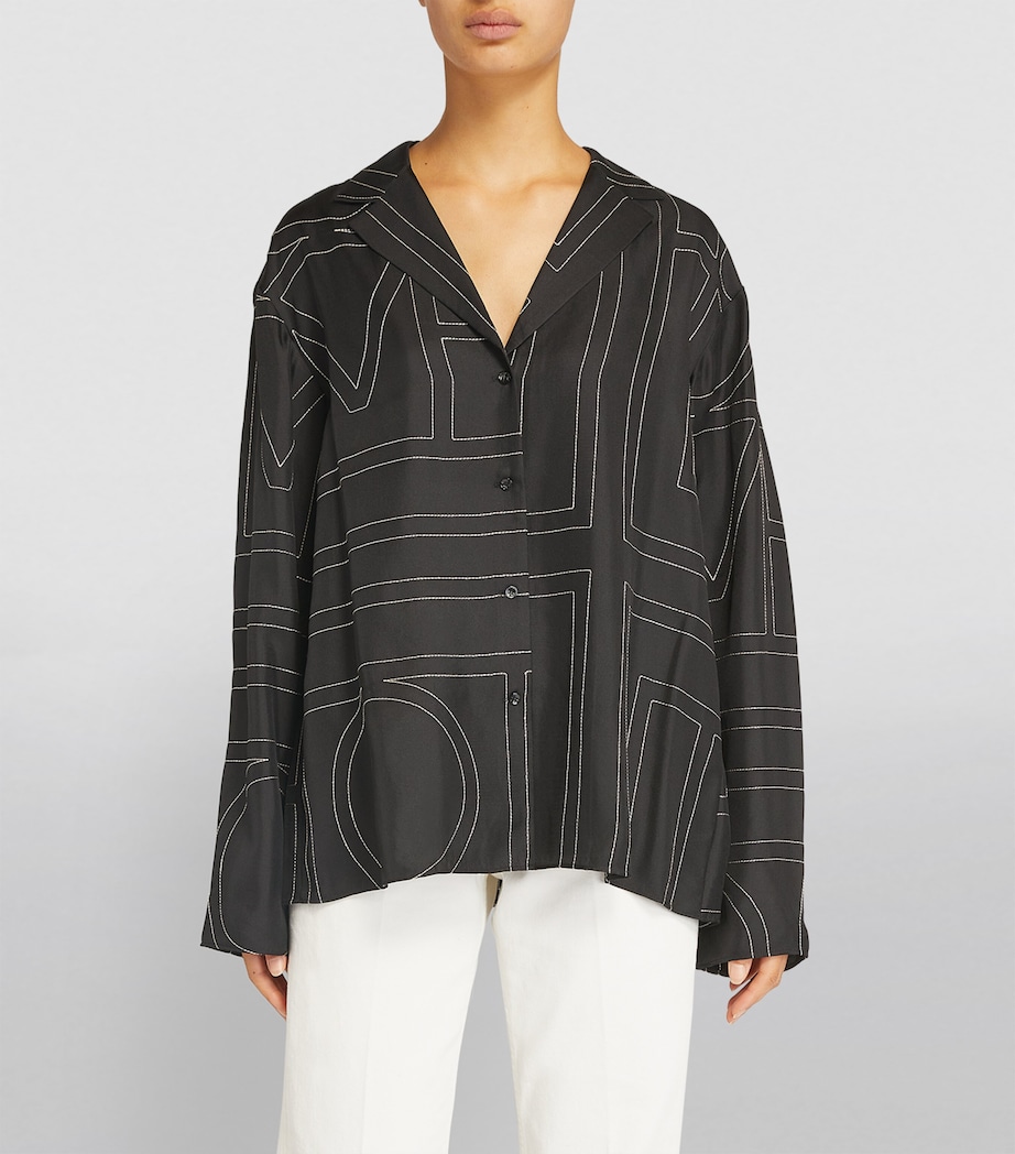 Silk Embroidered Monogram Shirt BLACK MONOGRAM 925 Image 3