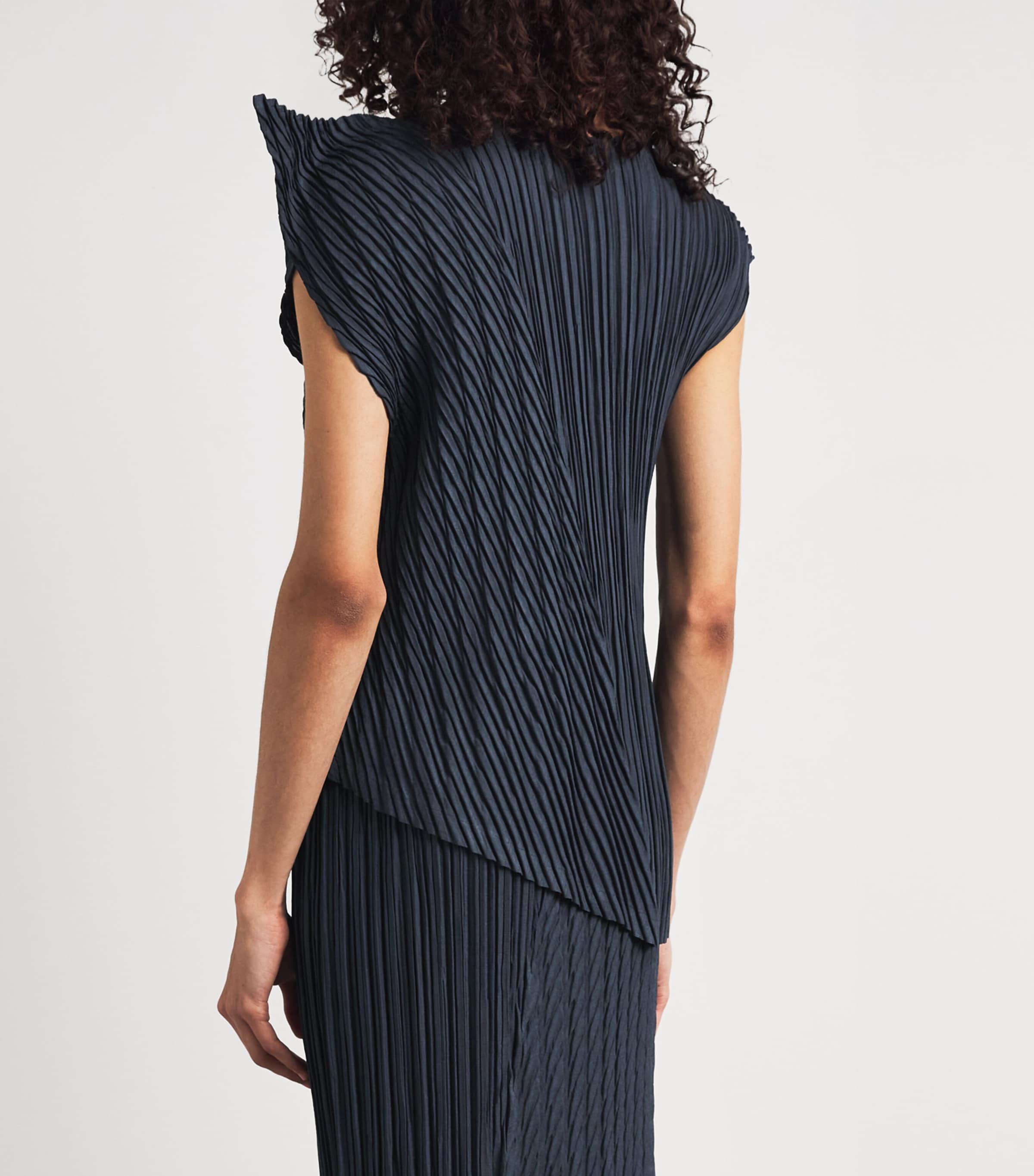 Issey Miyake Womens Unfurling Pleats Top Dark Navy Image 5