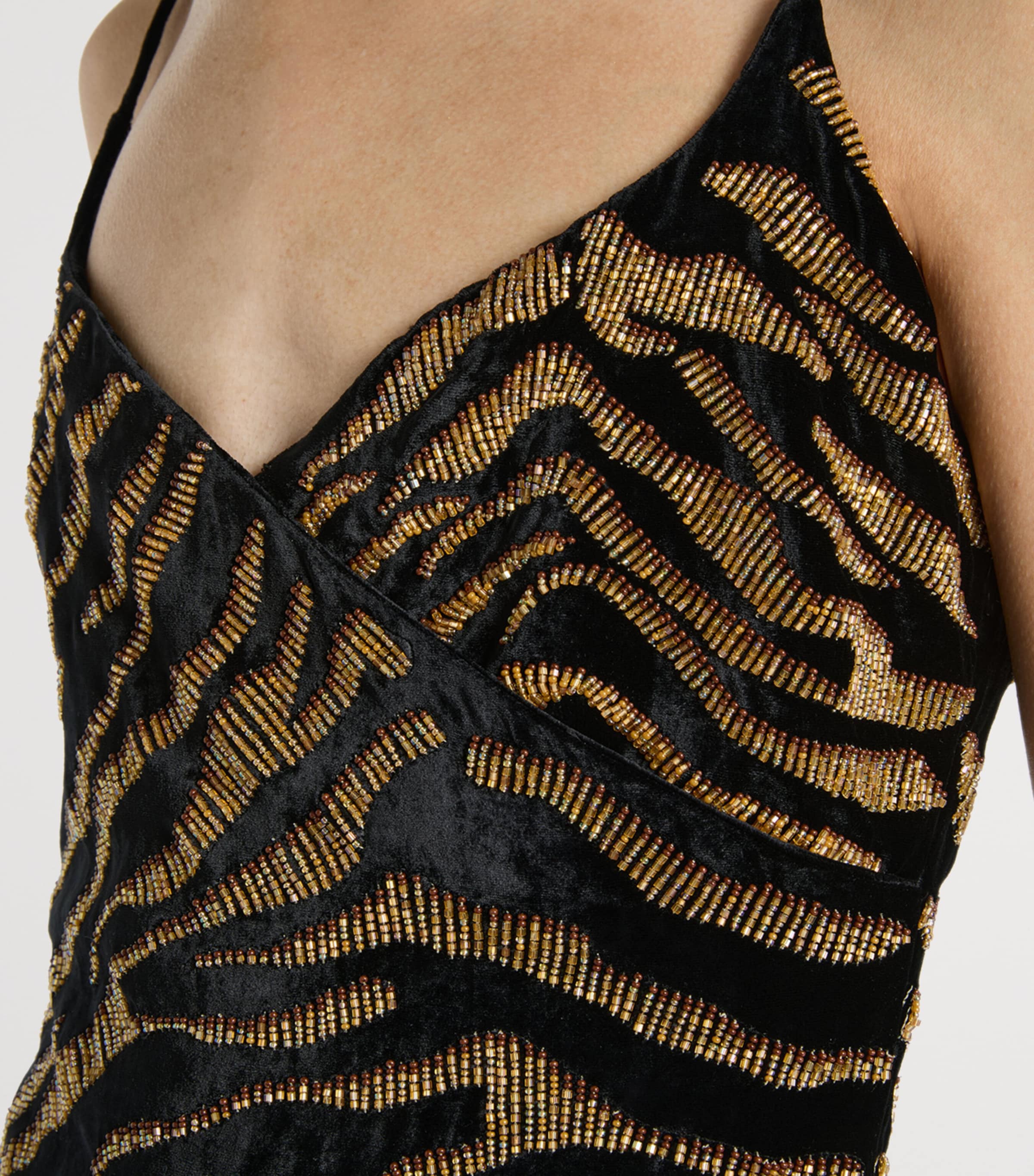 Balmain Womens Velvet Embroidered Mini Dress Edb Noir Jaune Image 6