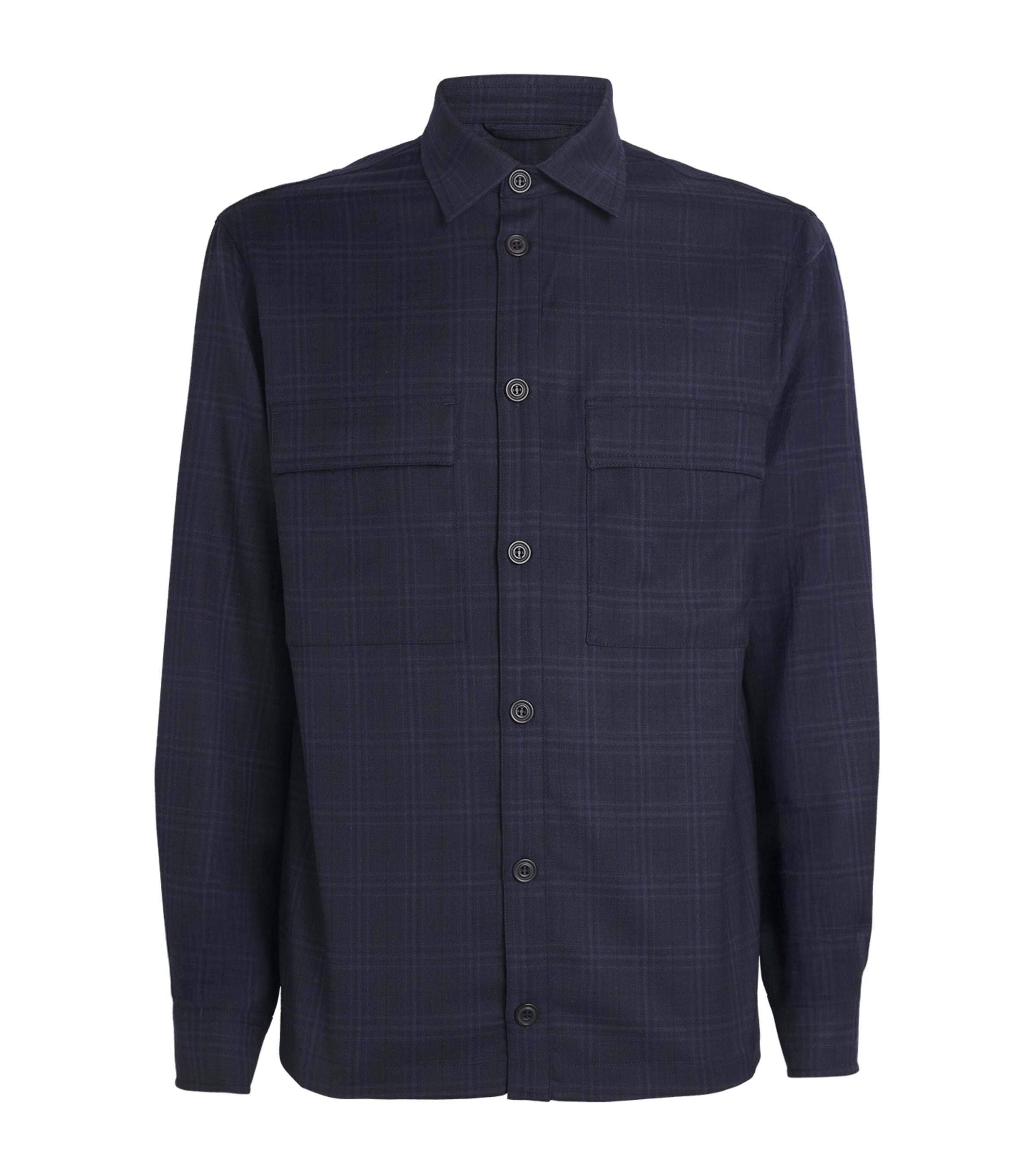 Paul & Shark Virgin Wool Overshirt In Blue