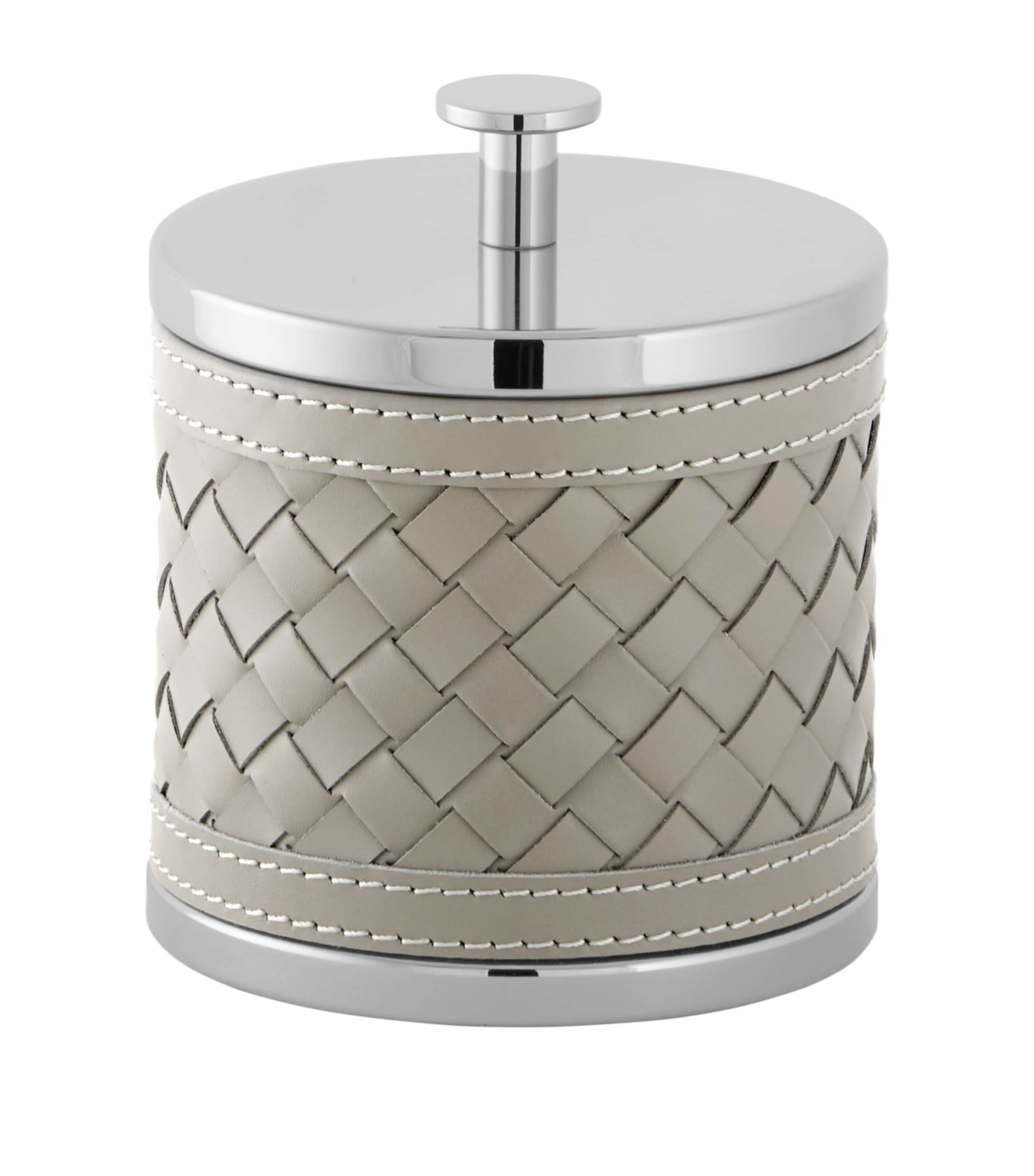 Riviere Woven Round Box In Grey