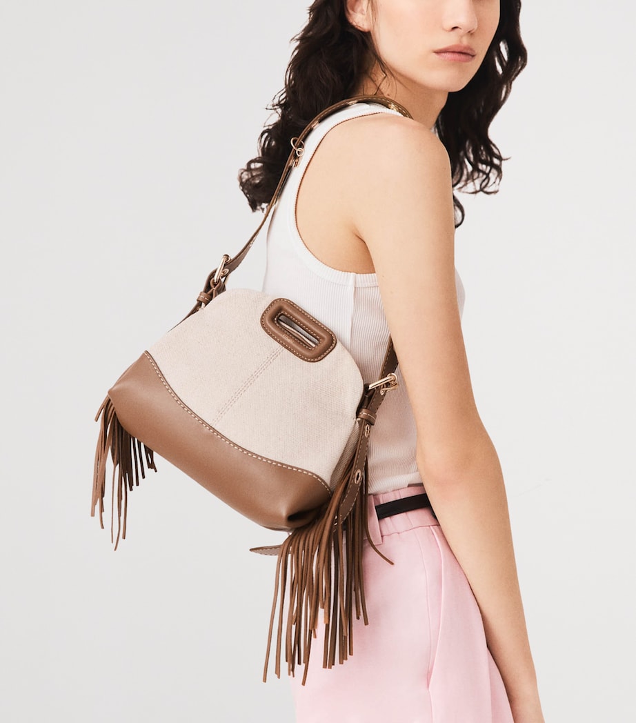 Maje Small Canvas Miss M Shoulder Bag Moka/white Image 2
