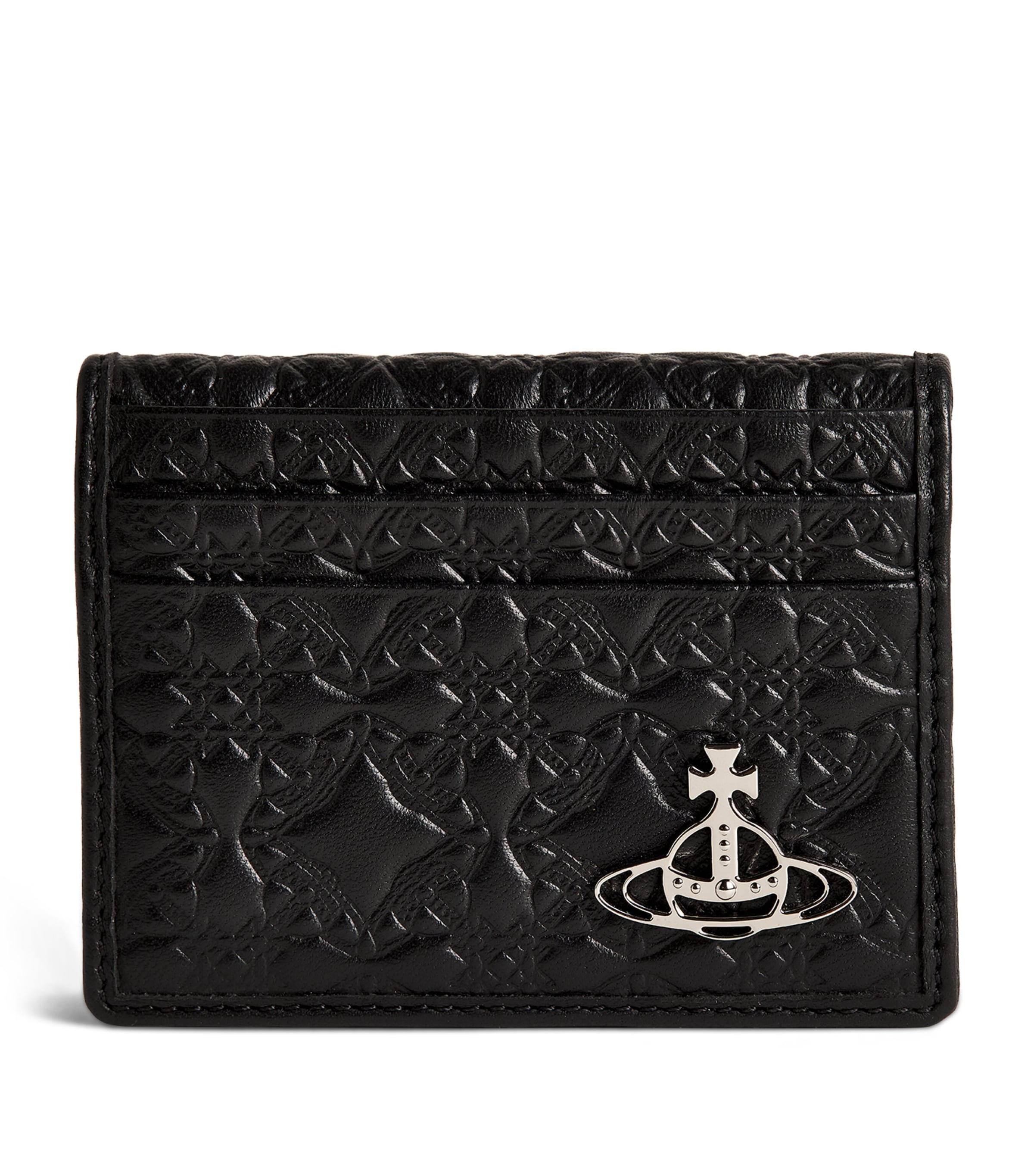 Shop Vivienne Westwood Embossed Leather Orb Card Holder In Black