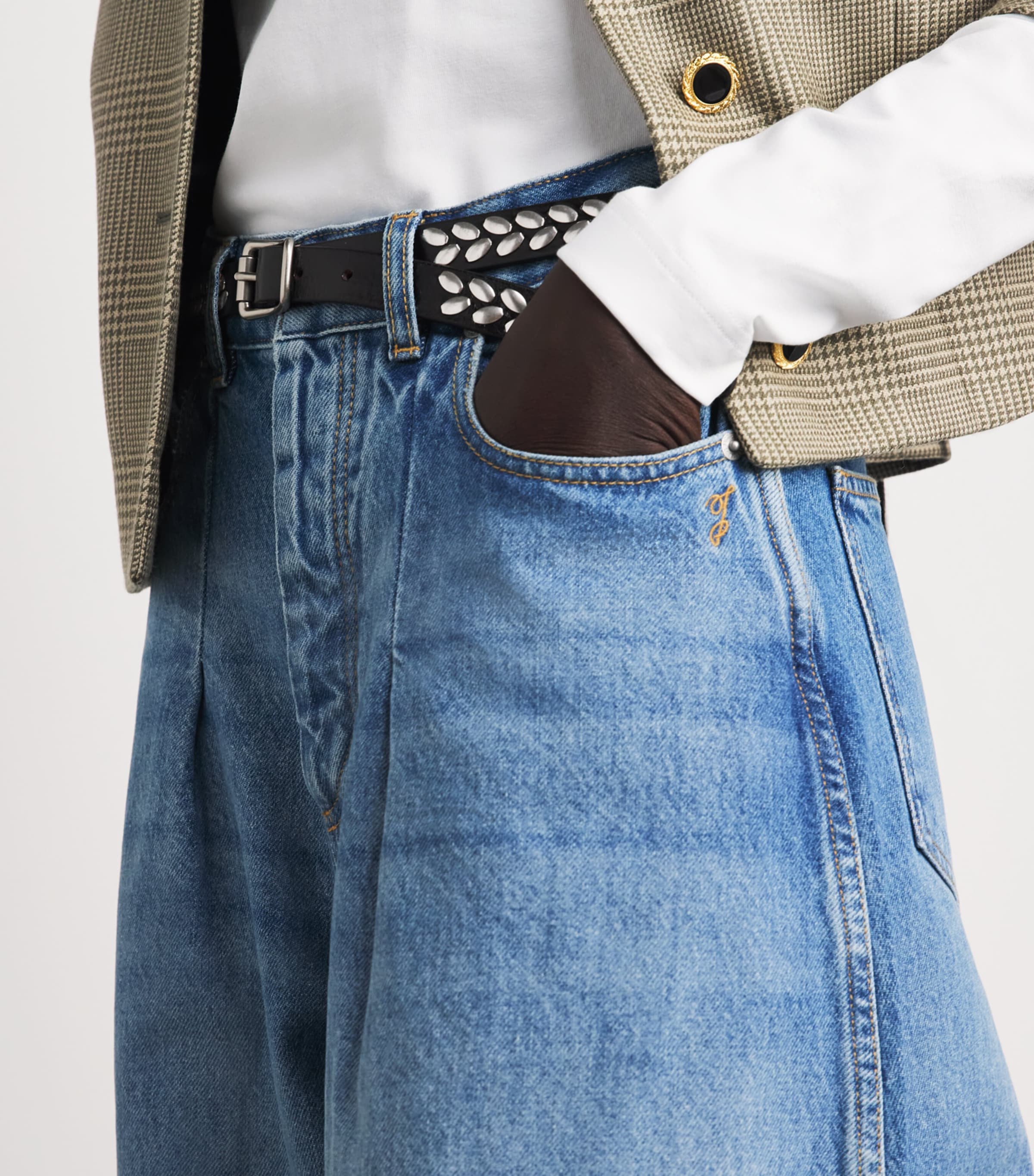 Jacquemus Womens Pleated Barrel Jeans Blue/tabac Image 3