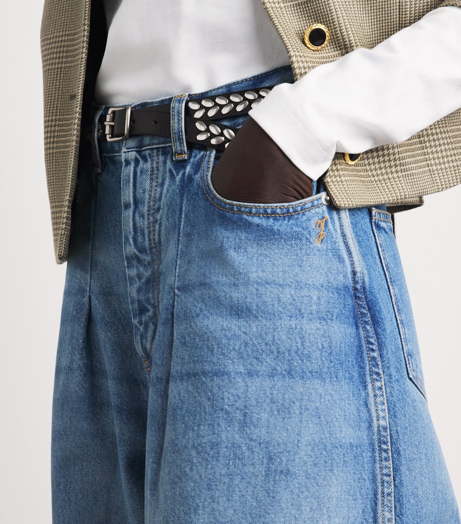 Jacquemus Womens Pleated Barrel Jeans Blue/tabac Image 3