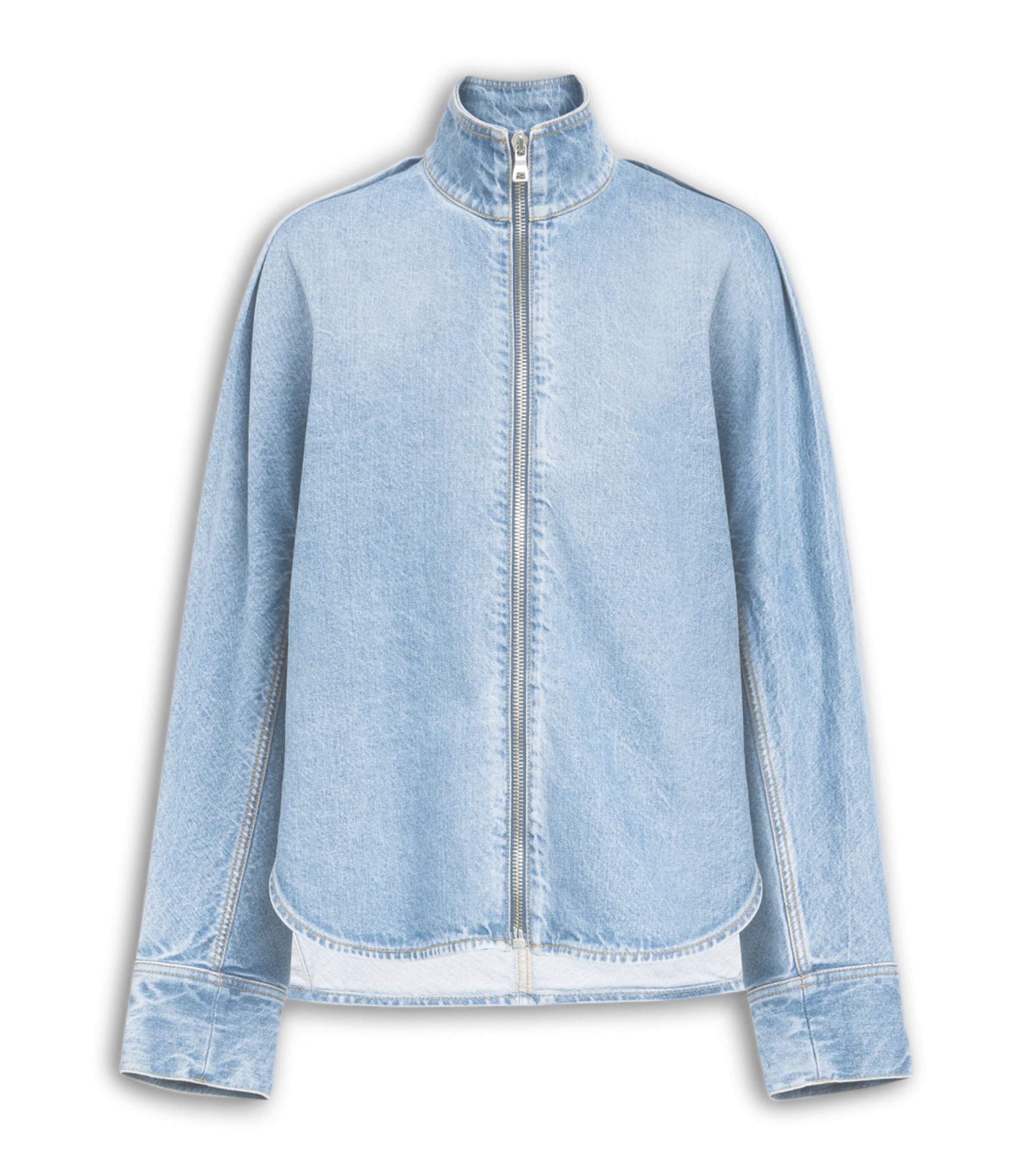 Alaïa Womens Zip-Up Denim Shirt Cloudy Blue Image 1