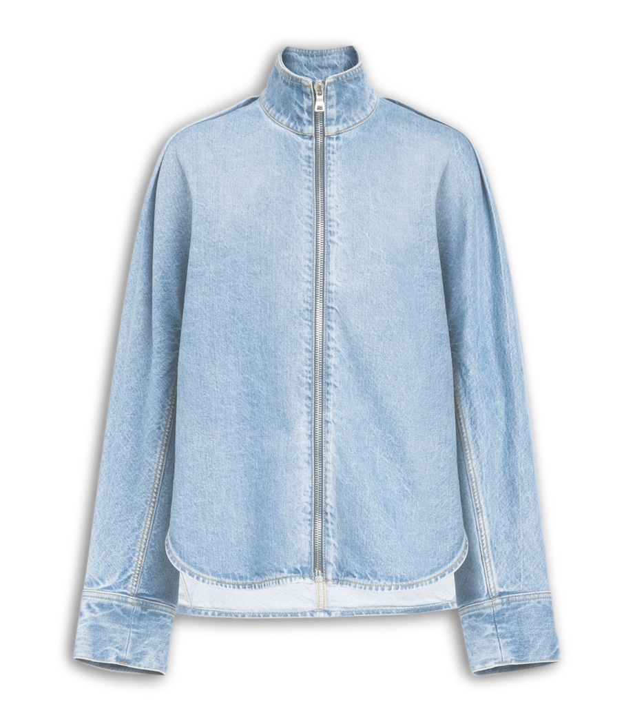 Alaïa Womens Zip-Up Denim Shirt Cloudy Blue Image 1