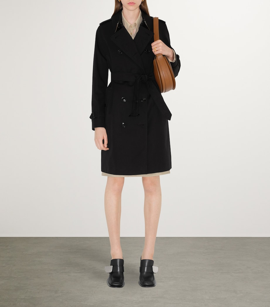 Gabardine Kensington Mid-Length Trench Coat BLACK Image 5