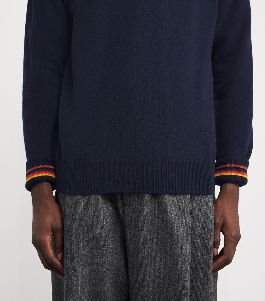 Paul Smith Mens Cashmere Polo Sweater Dark Navy Image 6