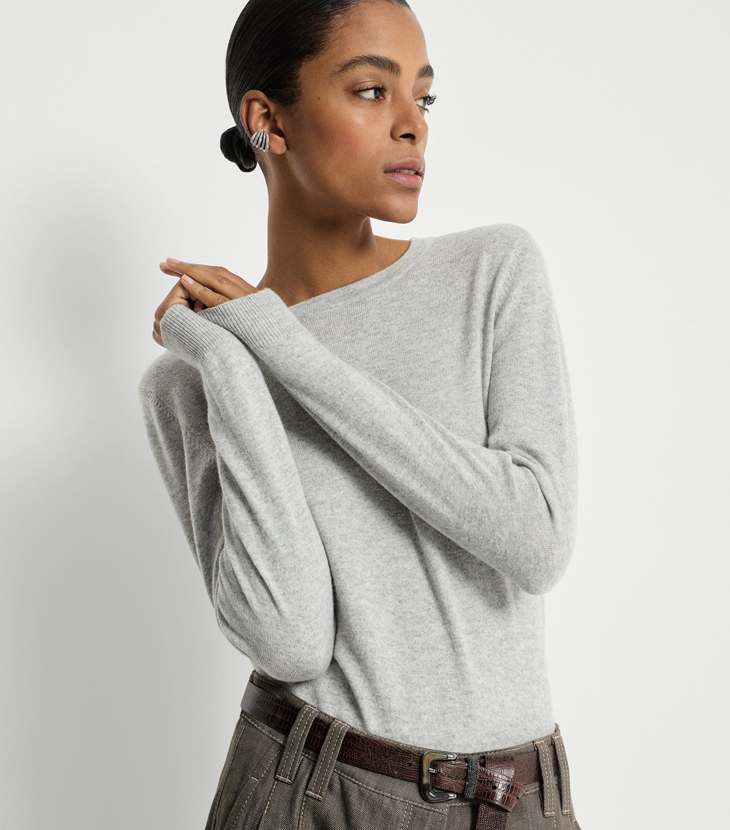 Brunello Cucinelli Womens Cashmere Monili-Trim Sweater Image 2
