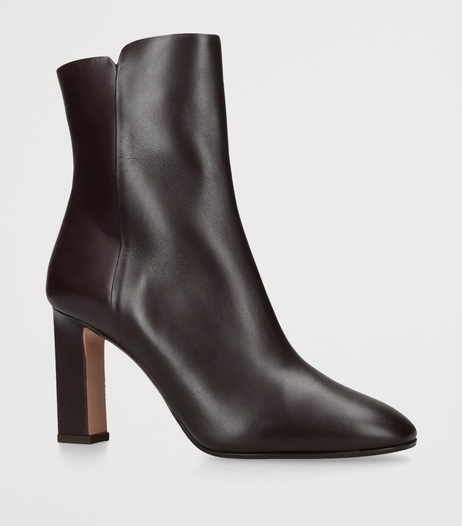 Leather Sellier Heeled Ankle Boots 85 WINE Image 3