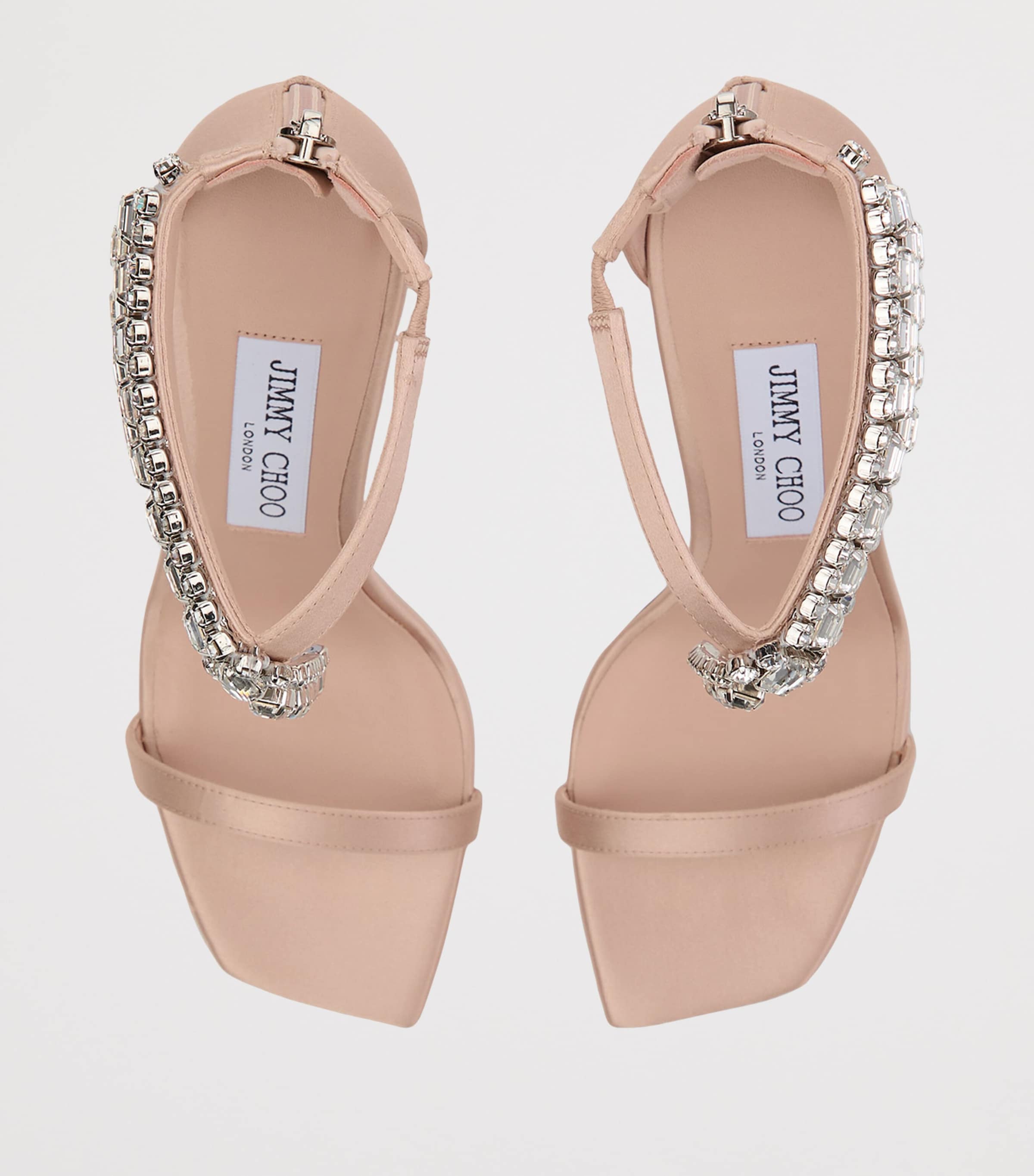 上品な煌めき【JIMMY CHOO】ベリティ100 サテンサンダル Verity 100 embellished satin sandals in purple - Jimmy Choo