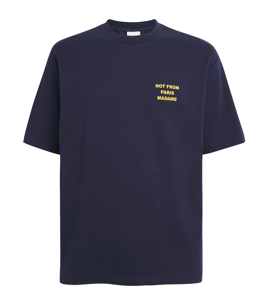 Drôle de Monsieur Mens Cotton Slogan T-Shirt Navy Image 1
