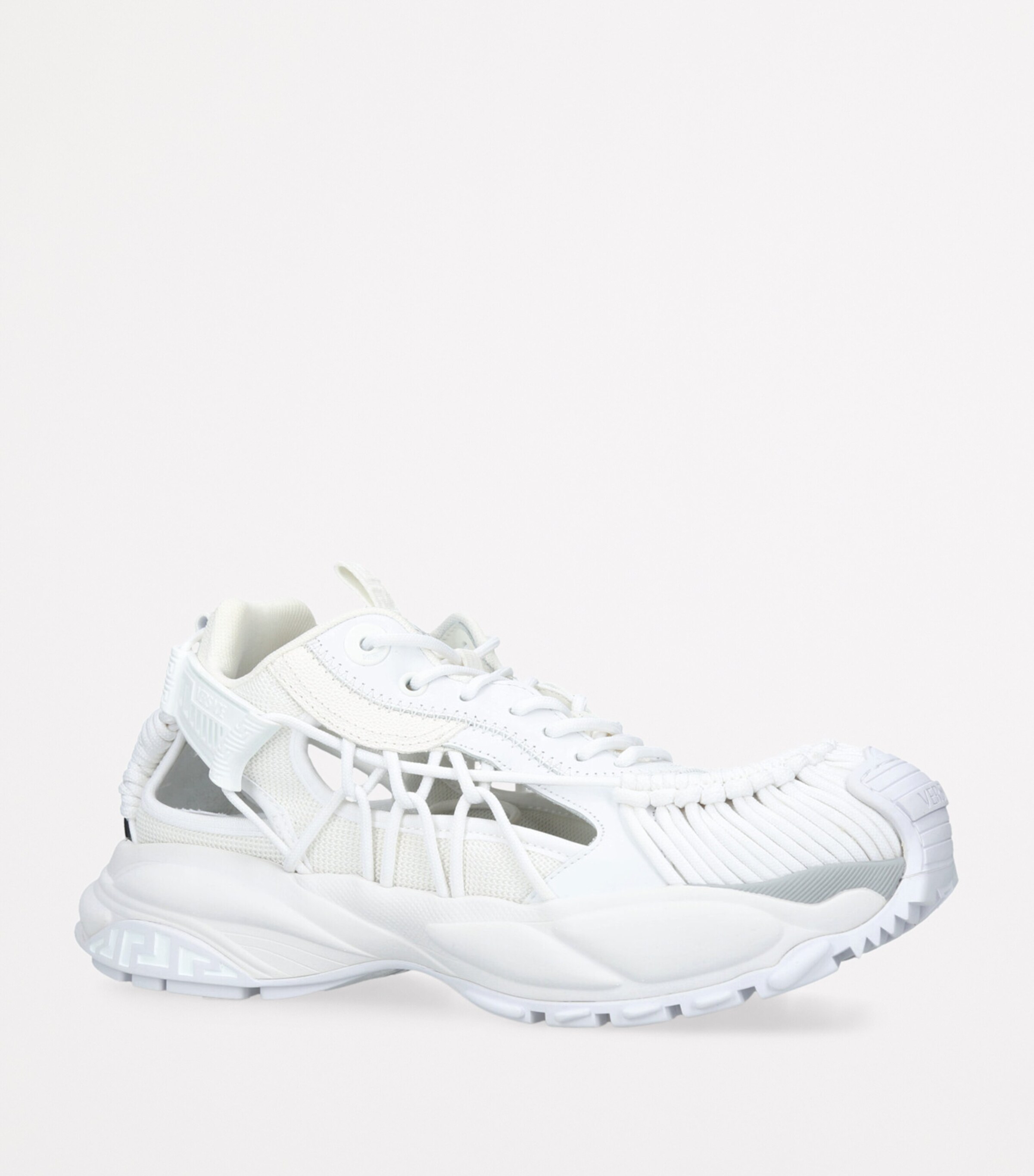 Versace Leather Cut-Out Sneakers White Image 3