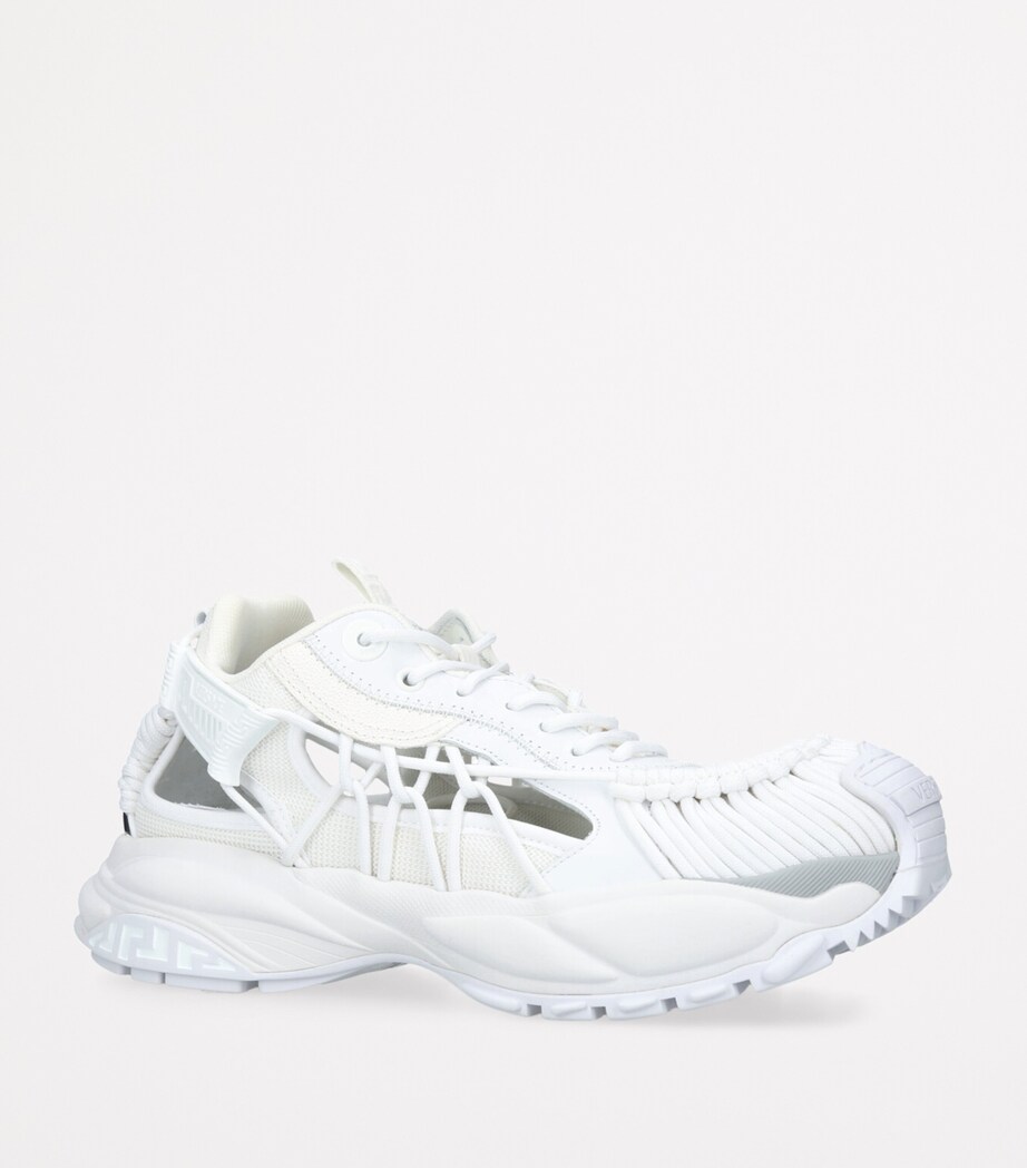 Versace Leather Cut-Out Sneakers White Image 3