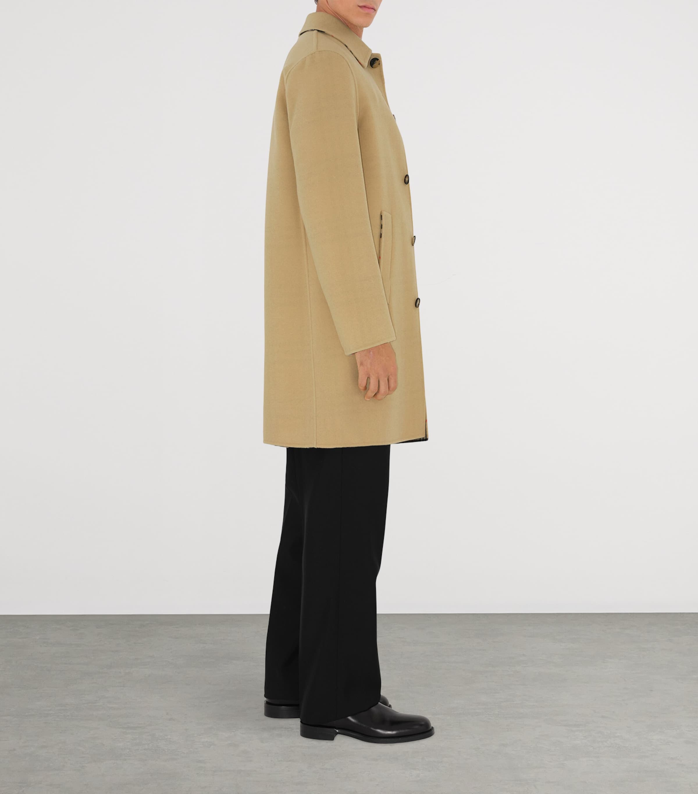 Wool Mid-Length Car Coat FLAX/SAND IP CHECK Image 3