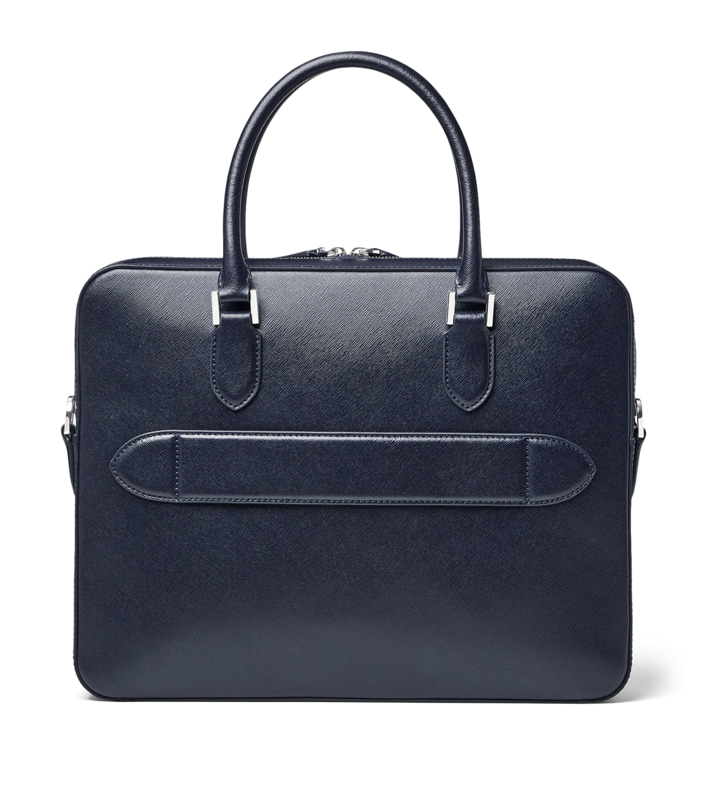 Aspinal Of London Leather Mount Street Briefcase Bag Navy Image 3
