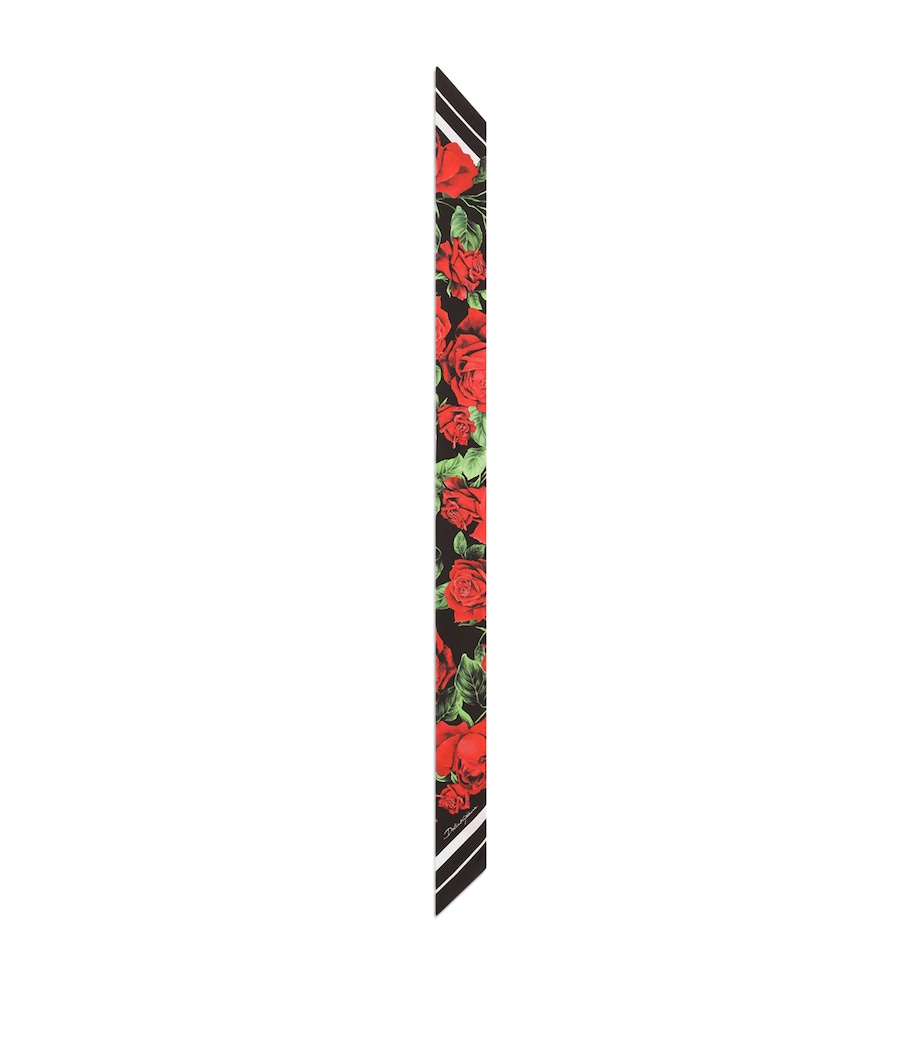 Dolce&Gabbana Silk Twill Floral Scarf Rose Rosse B Image 1