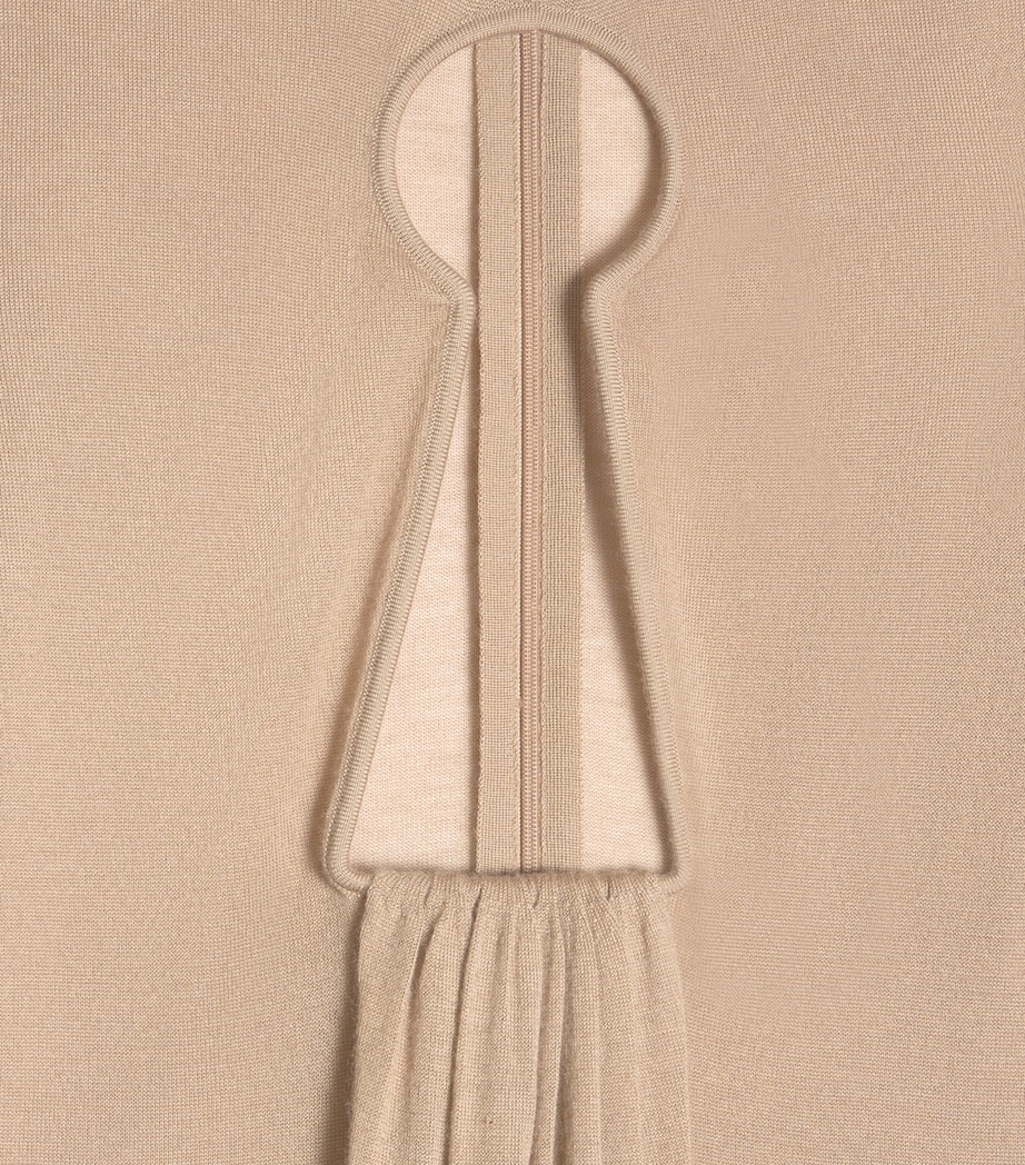 Schiaparelli Womens Cashmere Keyhole Maxi Dress Camel Image 6