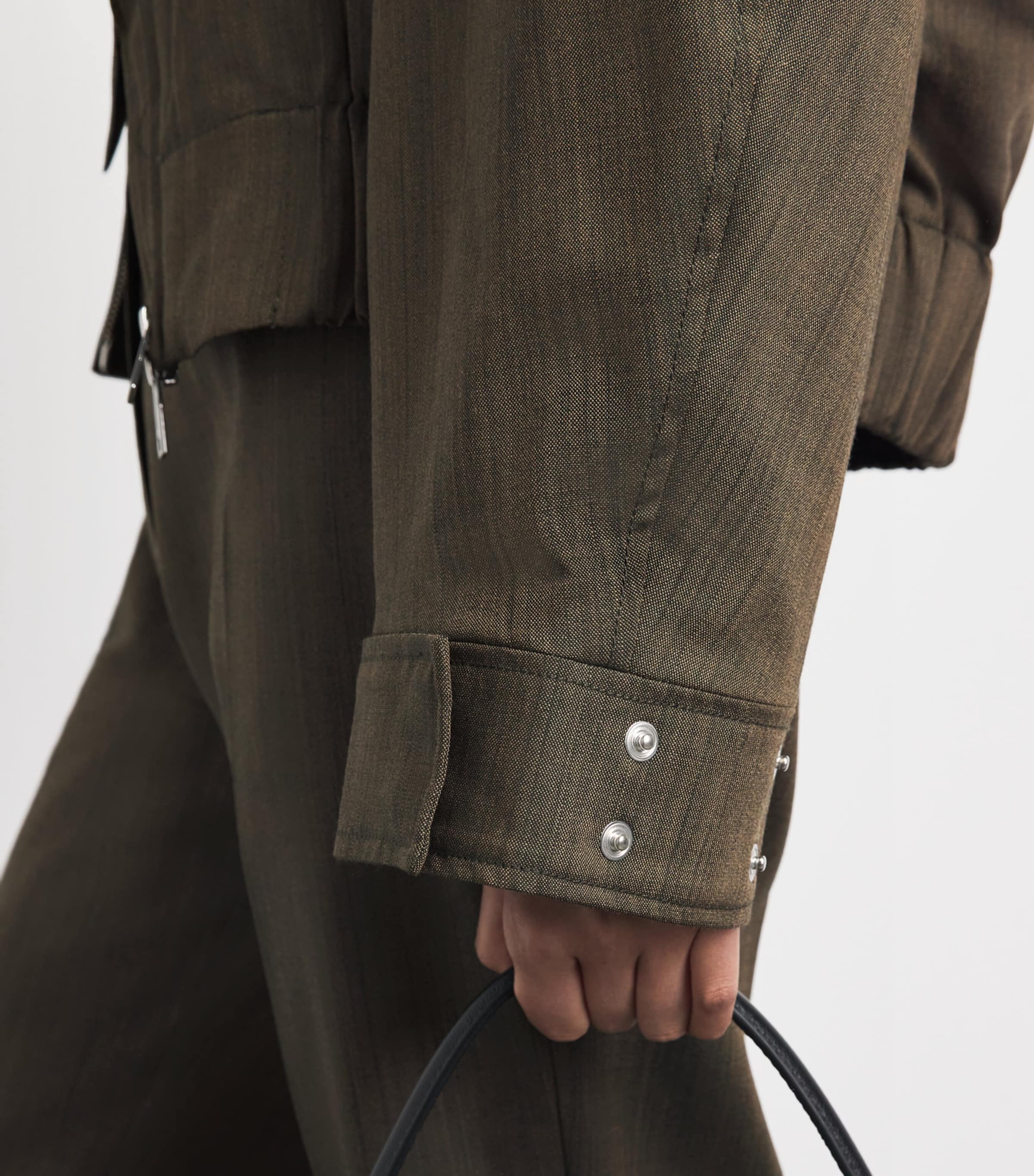 GANNI Womens Wool Bomber Jacket Zxz Canteen Image 3