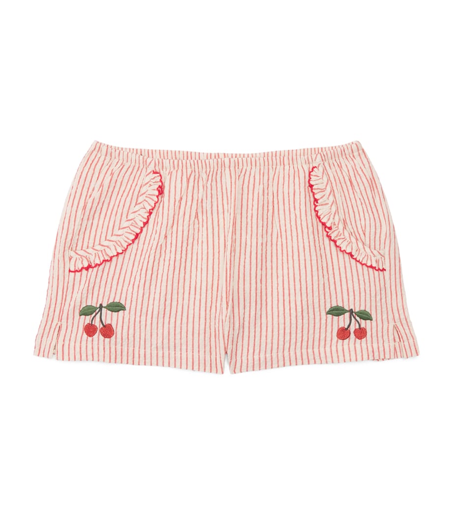 KONGES SLOJD Seersucker Stripe Ellie Shorts (18 Months - 10 Years) Amour Image 1