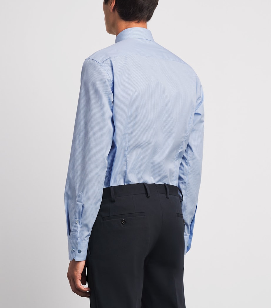 Eton Mens Supima Cotton Check Slim Fit Shirt Light Blue Image 5