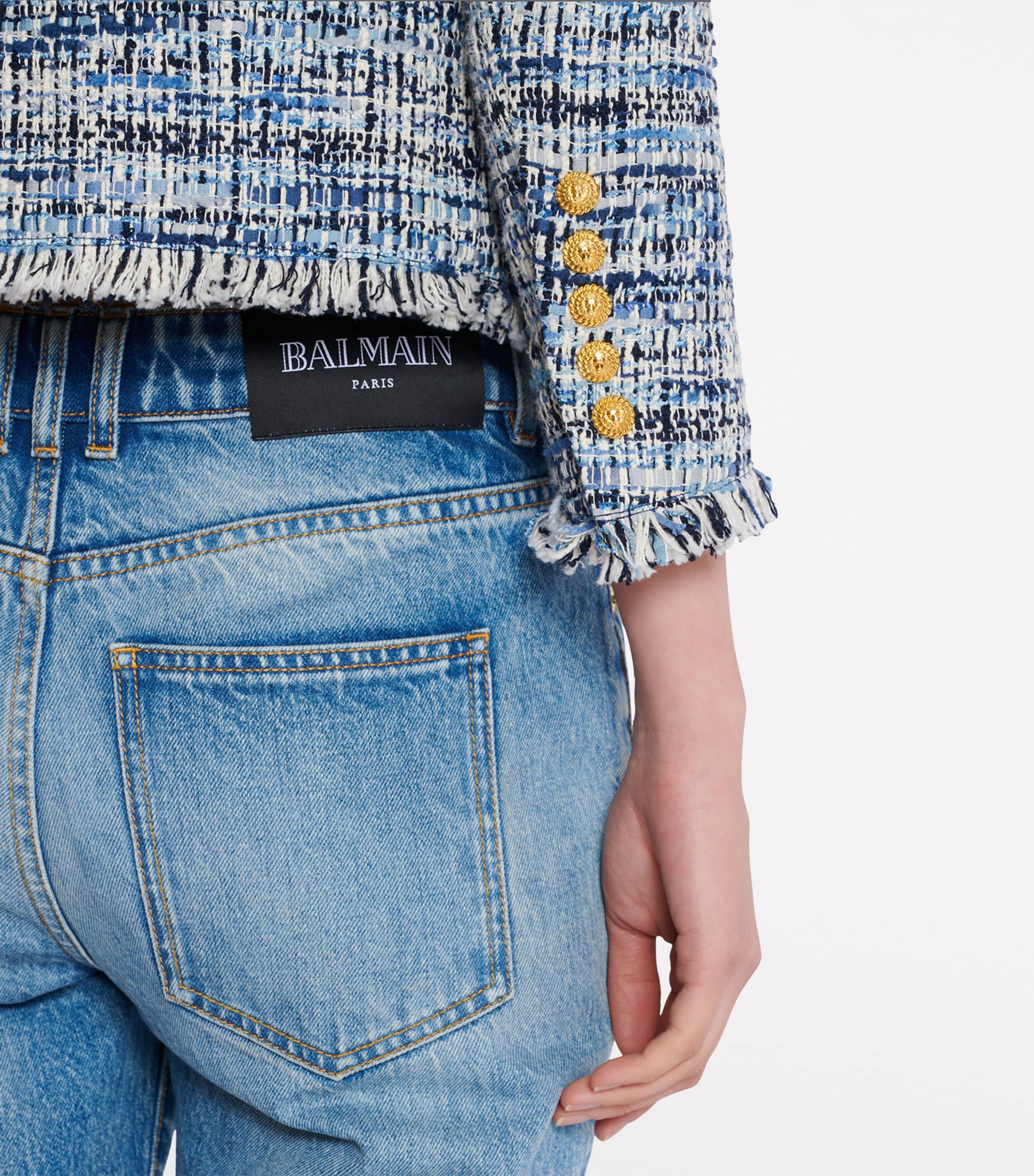 Tweed Button-Detail Jacket 6FC BLEU JEAN CLAIR Image 10