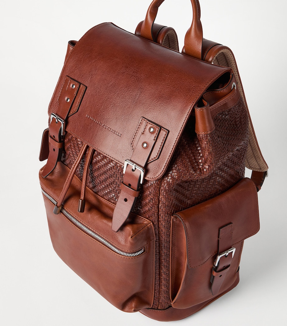 Leather Woven Backpack C9186 Image 5