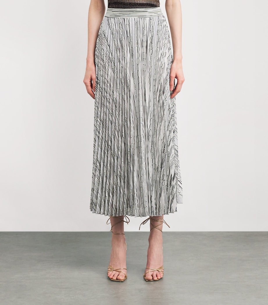 Knitted Pleated Midi Skirt SM9ZY SILVER TONES Image 3