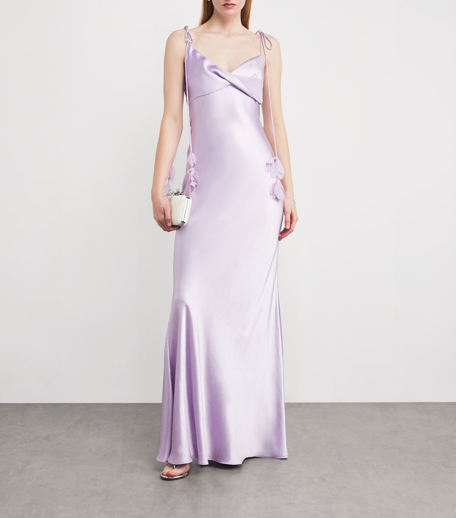 Satin Floral Maxi Dress LILAC Image 2
