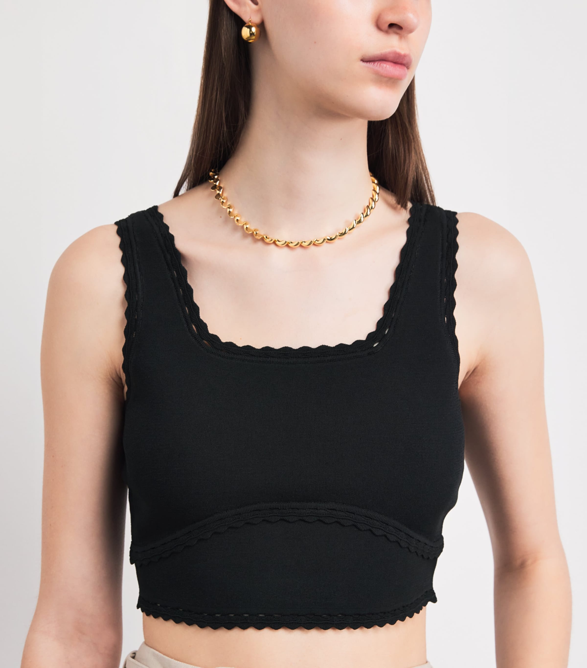 Sandro Paris Womens Knitted Crop Top Black Image 3